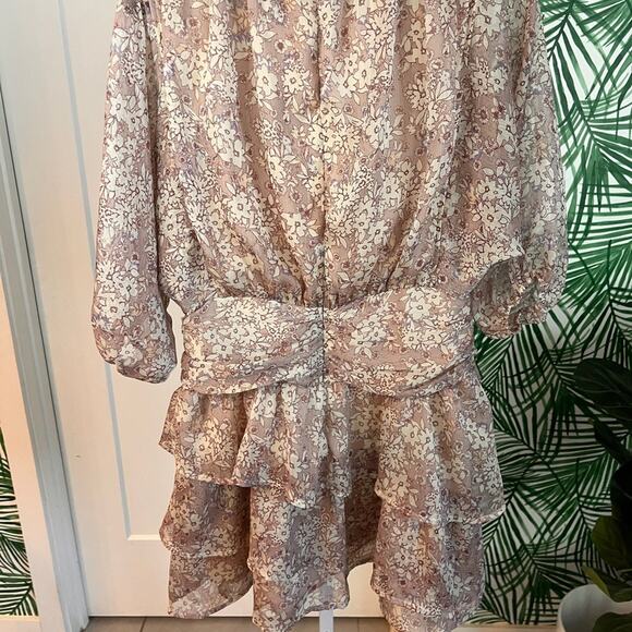 Fate Long Sleeve Boho Tiered Floral Mock Neck Dress Large - Picture 4 of 10